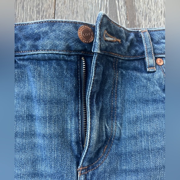 Loft Tribal Blue Jean Denim Frayed Hem Mini Skirt. Women’s 4 - Picture 3 of 8